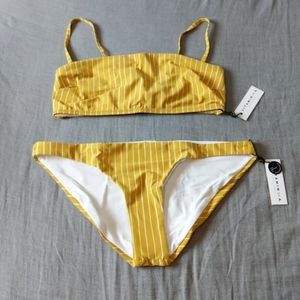 Vitamin A Dorada Striped Mila Bikini Top Luciana Bottoms Yellow White